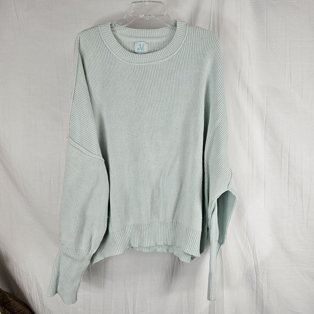 Shop The Mint Give You Joy Light Green Dolman SweaterWomen's Size Large - Picture 3 of 8